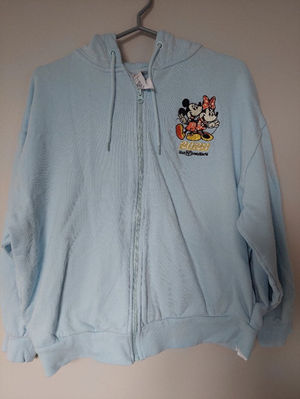 Disney 2023 Mickey And Minnie Zipper Hoodie Size L Organic Cotton
